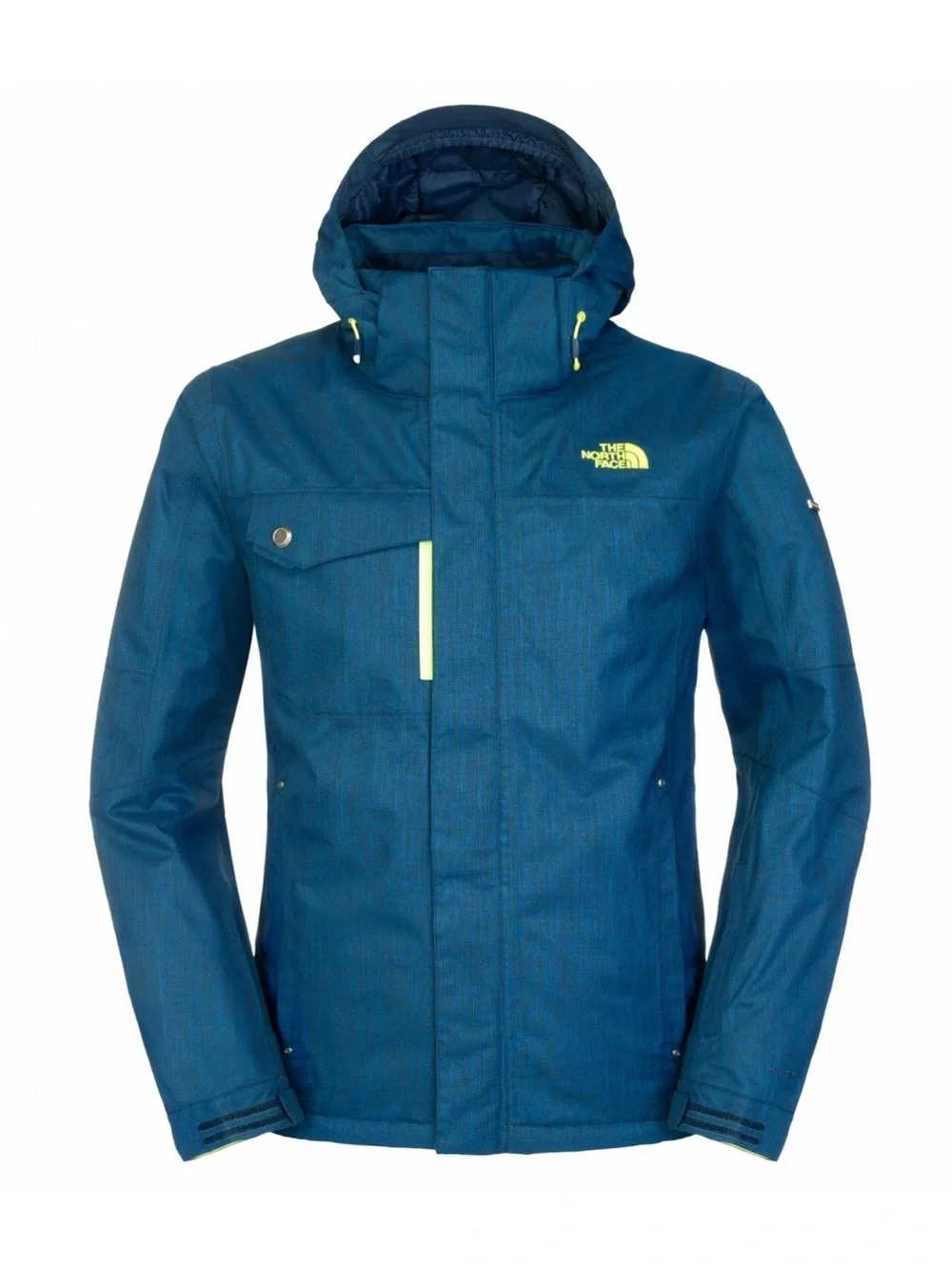 The North Face Men’s Deep Blue Hooded Ski Jacket with Neon Trim